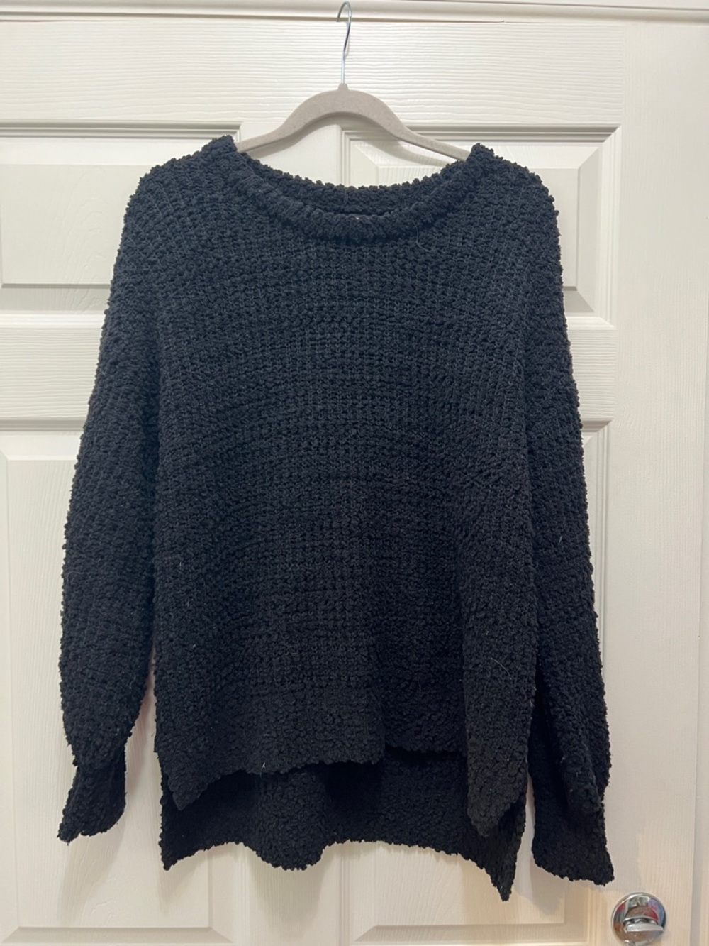 bobeau Black Textured Crewneck Sweater